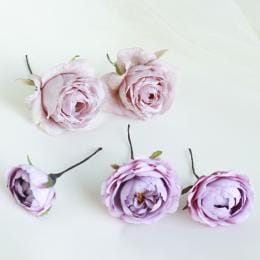 ピンクベージュとピンクラベンダーのバラのヘッドドレス(髪飾り)5輪