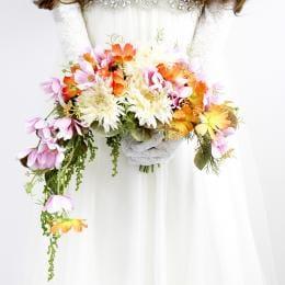 オレンジ&ピンクのクレッセントブーケ