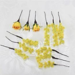 ミモザとバラのヘッドドレス(髪飾り)12輪