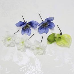 クレマチスとデルフィニウムのヘッドドレス(髪飾り)6輪