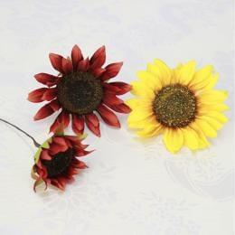 イエローとレッドのひまわりヘッドドレス(髪飾り)3輪