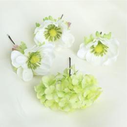 アネモネとあじさいのヘッドドレス(髪飾り)4輪