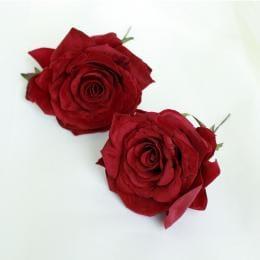 深紅のベロアローズのヘッドドレス(髪飾り)2輪