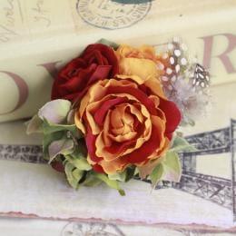 フェザーコサージュ(オレンジ×レッド)