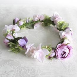バラとあじさいのふんわりカラー花冠