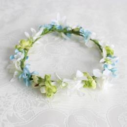 リリーフラワーとブルースターのナチュラル花冠