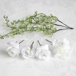 白バラとデルフィニウムのヘッドドレス(髪飾り)7輪